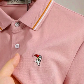 [Leve 6, Pague Só 3!] Polo Tucano Masculina em Seda Gelada e Poliéster de Alta Respirabilidade com Bordado Distintivo e Detalhes Litrados